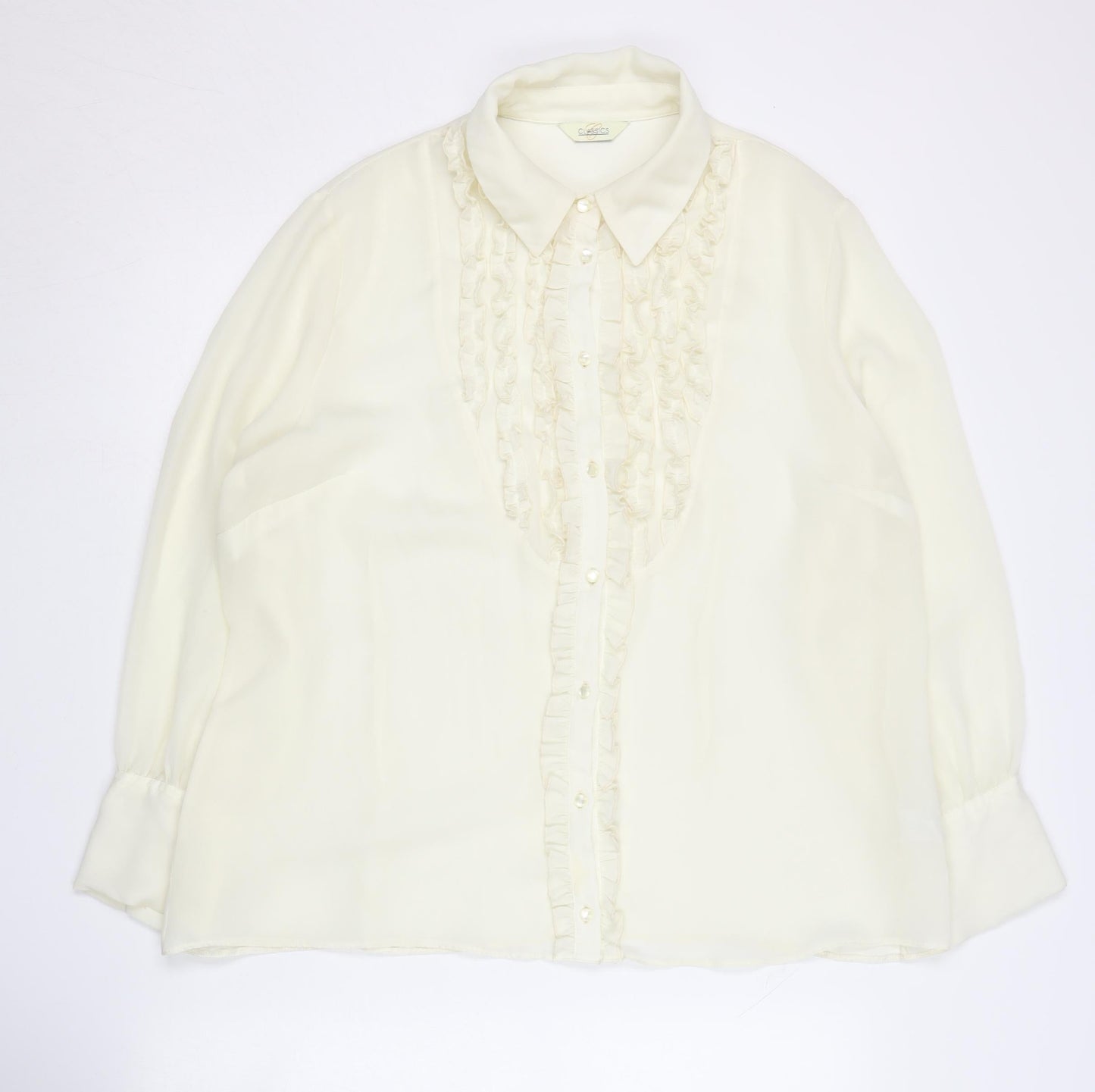 Classics Women's Ivory Button-Up Blouse Size 16