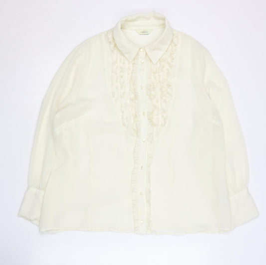 Classics Women's Ivory Button-Up Blouse Size 16