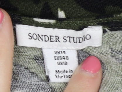 Womens UK Size 14 Sonder Studio Green Wrap Blouse