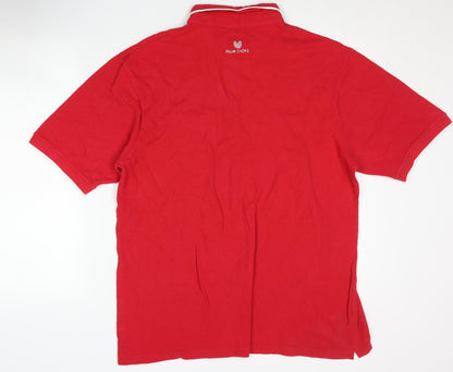 Palm Grove Men's Red Golf Polo Shirt XL Cotton Button-Down