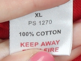 Palm Grove Men's Red Golf Polo Shirt XL Cotton Button-Down