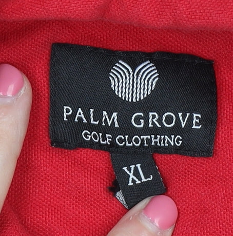 Palm Grove Men's Red Golf Polo Shirt XL Cotton Button-Down