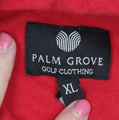 Palm Grove Men's Red Golf Polo Shirt XL Cotton Button-Down