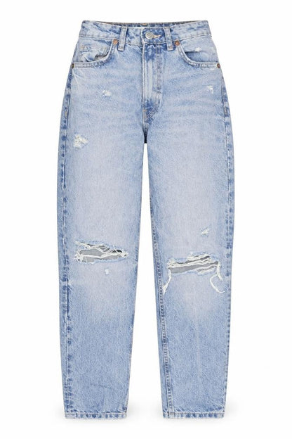 Womens UK Size 4 Zara Regular Fit Mom Blue Jeans