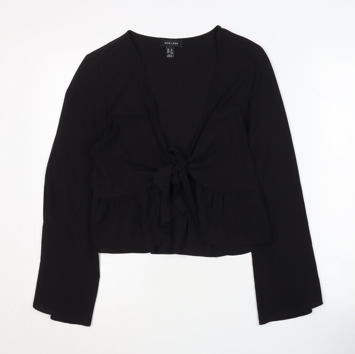 New Look Women's Black V-Neck Wrap Blouse, Size 12