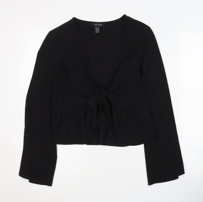 New Look Women's Black V-Neck Wrap Blouse, Size 12