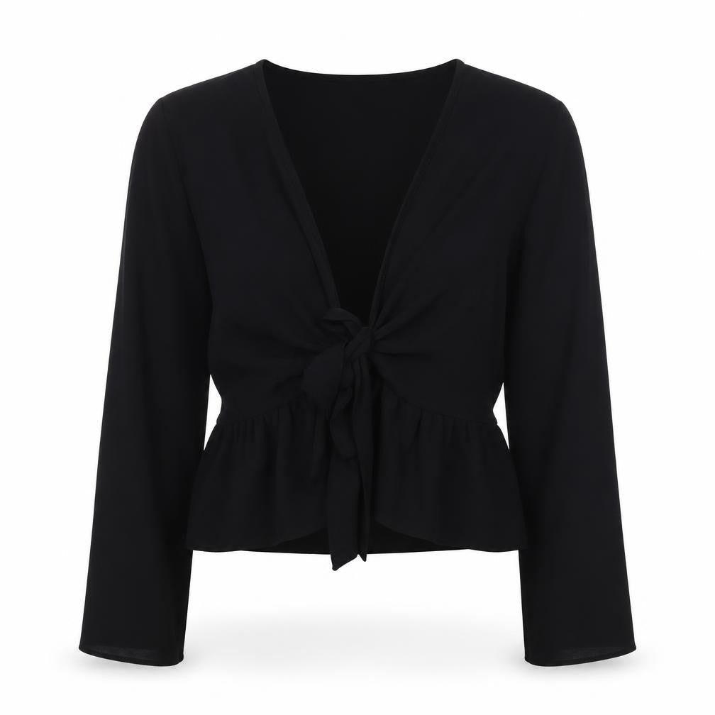 Womens UK Size 12 New Look Black Wrap Blouse