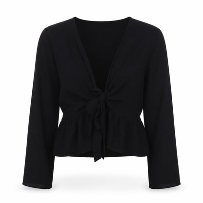 Womens UK Size 12 New Look Black Wrap Blouse
