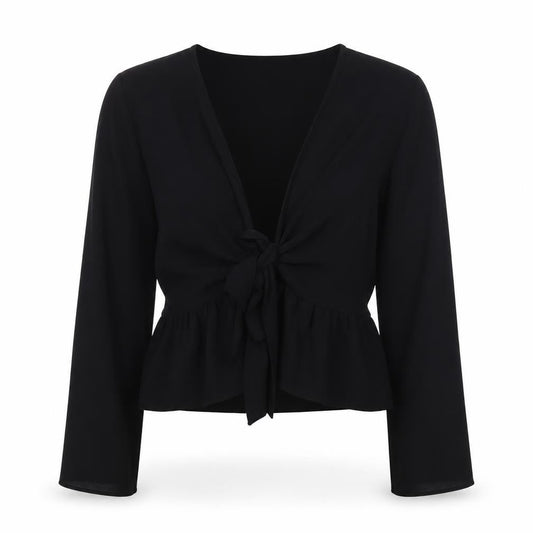 Womens UK Size 12 New Look Black Wrap Blouse