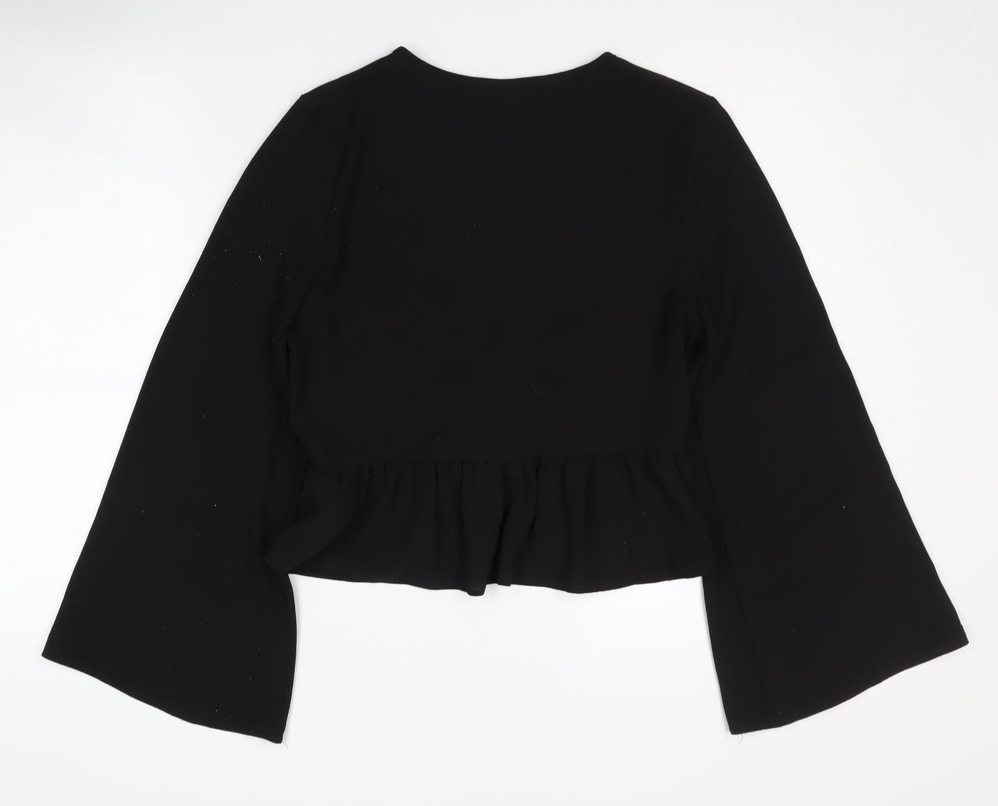 New Look Women's Black V-Neck Wrap Blouse, Size 12