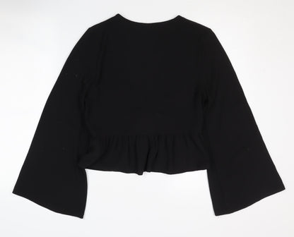 New Look Women's Black V-Neck Wrap Blouse, Size 12