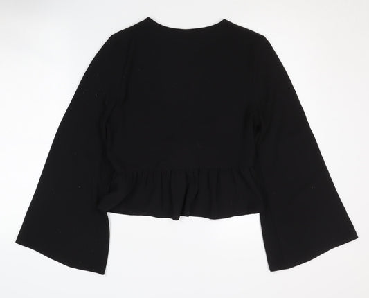 New Look Women's Black V-Neck Wrap Blouse, Size 12