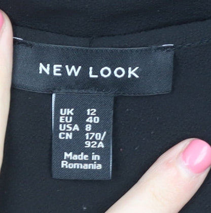 New Look Women's Black V-Neck Wrap Blouse, Size 12