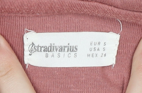 Stradivarius Women's Pink Pullover Hoodie Size S