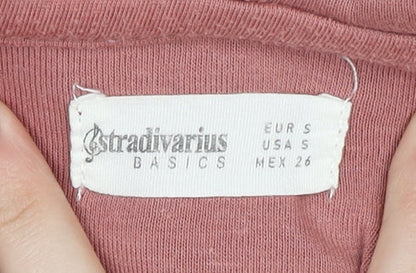 Stradivarius Women's Pink Pullover Hoodie Size S