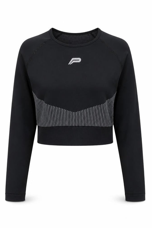 Pursue Fitness Women's Black Cropped Athletic Top L