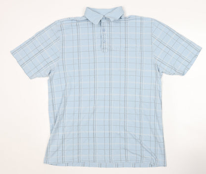 Carabou Men's Blue Check Polo Shirt, Size L, Casual Classic