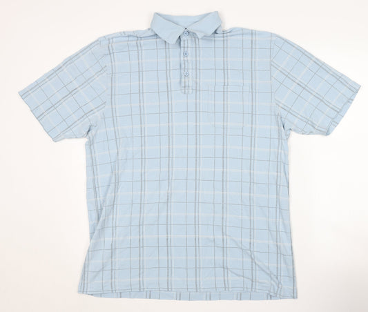 Carabou Men's Blue Check Polo Shirt, Size L, Casual Classic