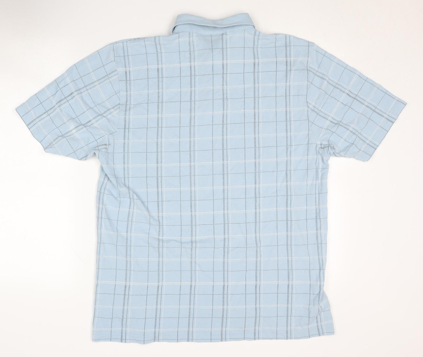 Carabou Men's Blue Check Polo Shirt, Size L, Casual Classic