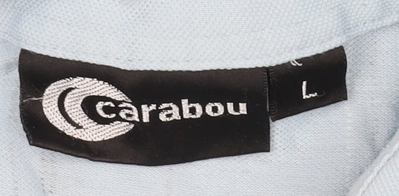 Carabou Men's Blue Check Polo Shirt, Size L, Casual Classic