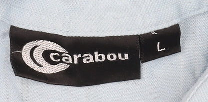 Carabou Men's Blue Check Polo Shirt, Size L, Casual Classic