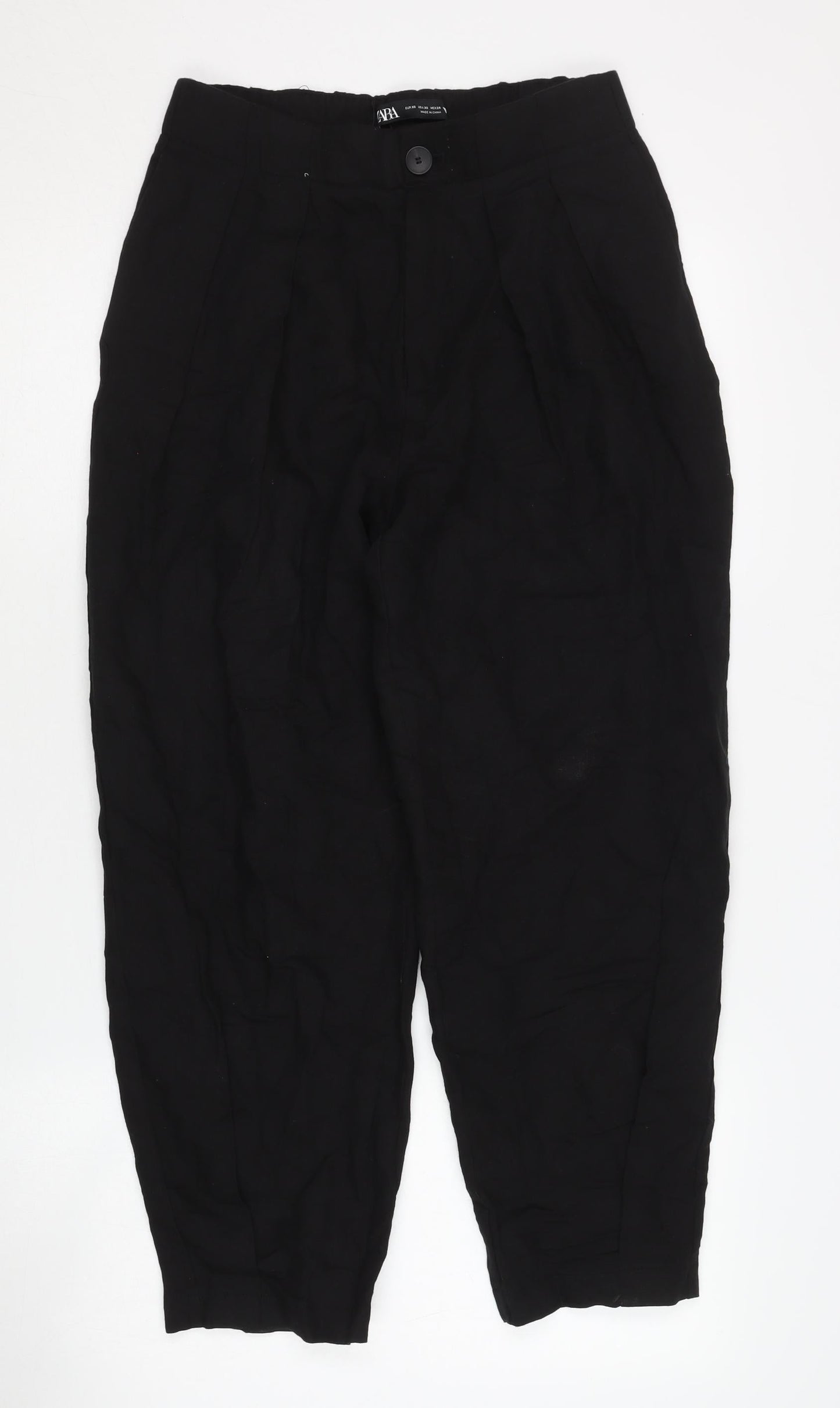 Womens UK Size XS Zara Relaxed Fit  Black Trousers