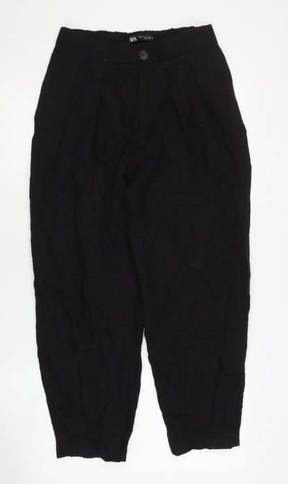 Womens UK Size XS Zara Relaxed Fit  Black Trousers