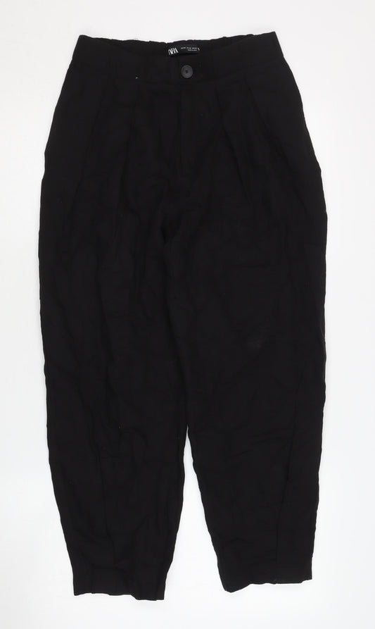 Womens UK Size XS Zara Relaxed Fit  Black Trousers