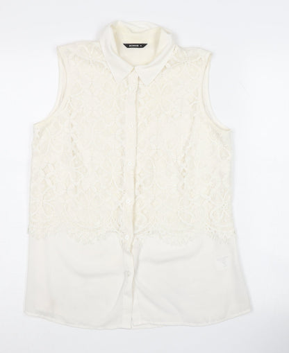Womens UK Size 10 Roman Ivory Basic Blouse