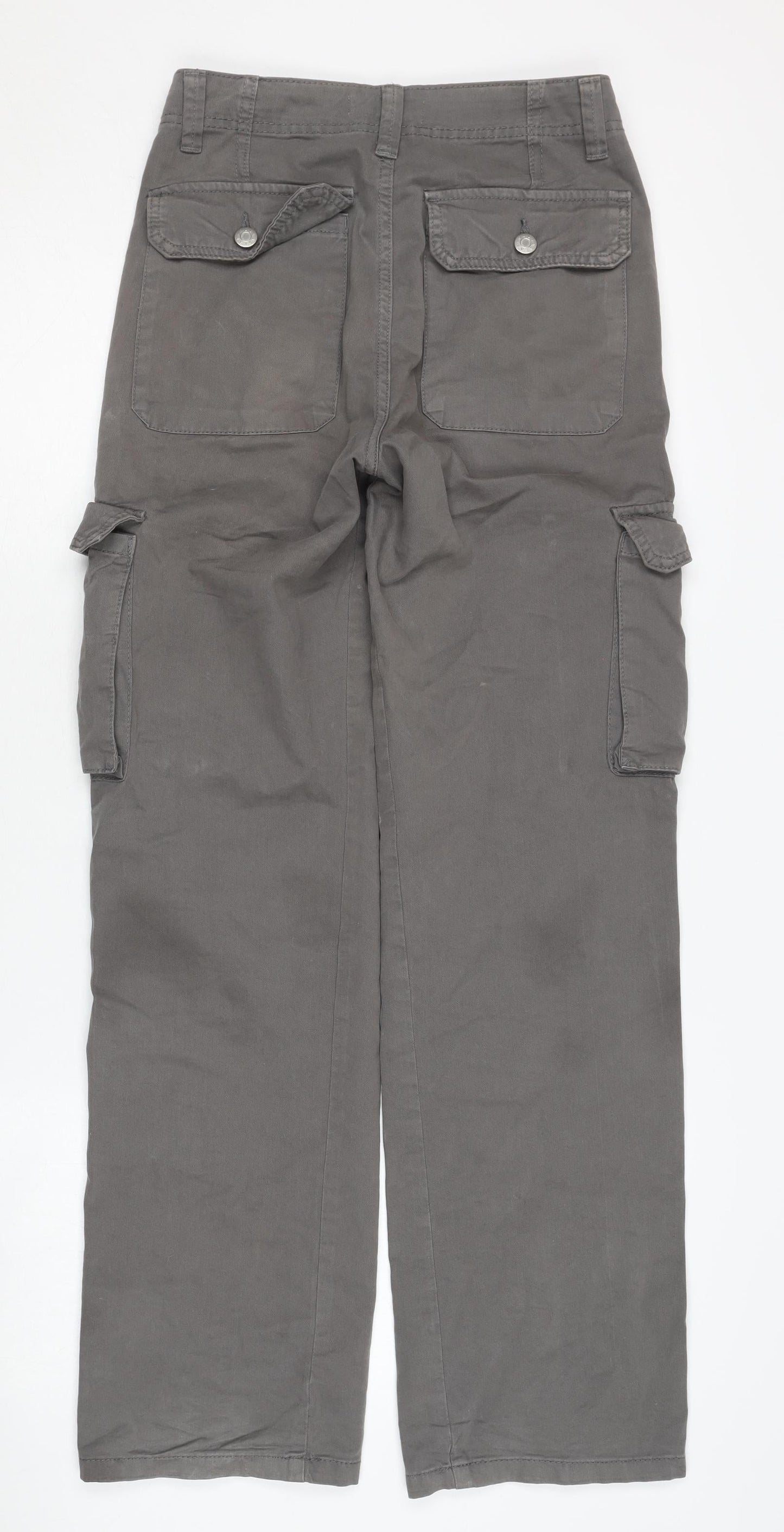 Womens UK Size 4 Pull&Bear Relaxed Fit Cargo Grey Trousers