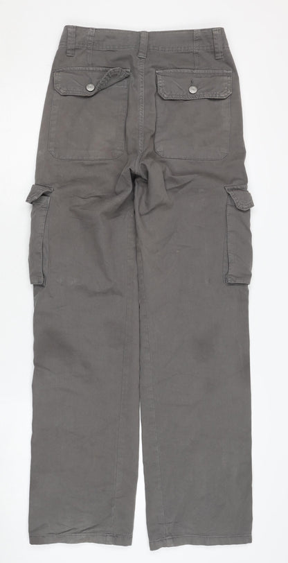 Womens UK Size 4 Pull&Bear Relaxed Fit Cargo Grey Trousers