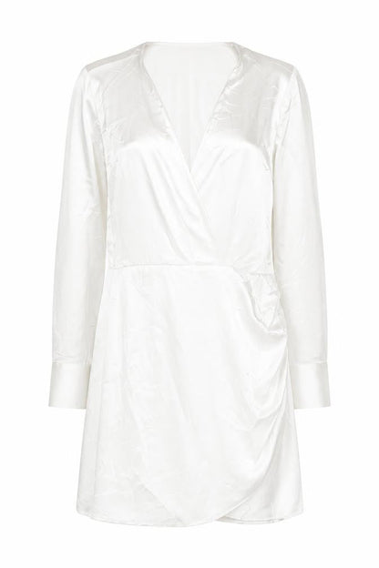 Zara Women's White Long Sleeve V-Neck Dress Size 12