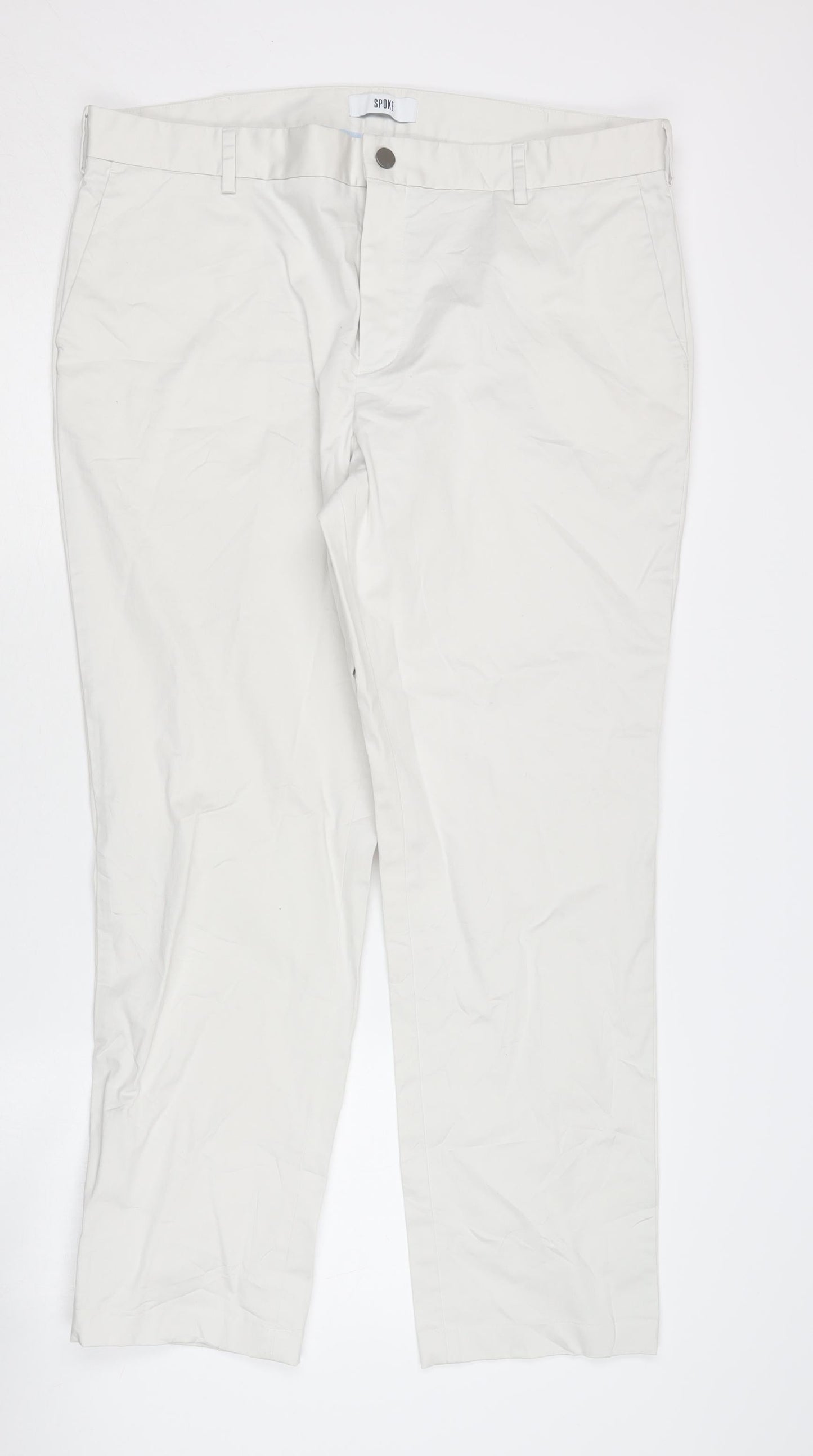 Spoke Men's White Chino Trousers Size 37