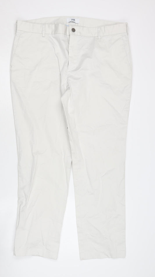 Spoke Men's White Chino Trousers Size 37