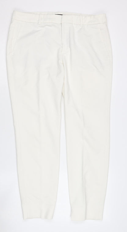 Womens UK Size 14 Zara Regular Fit Casual Workwear White Trousers