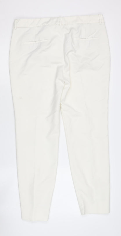 Womens UK Size 14 Zara Regular Fit Casual Workwear White Trousers