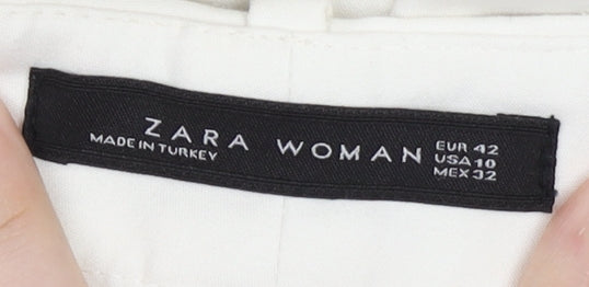 Womens UK Size 14 Zara Regular Fit Casual Workwear White Trousers