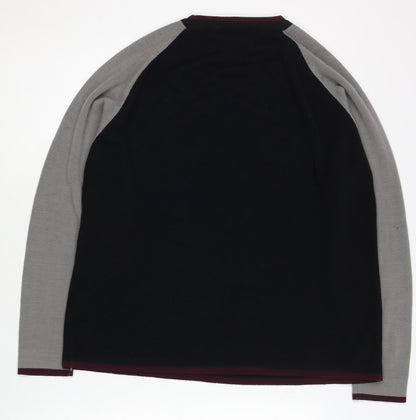 H.K.A Men's Black Knit Jumper, M, Crew Neck, Casual