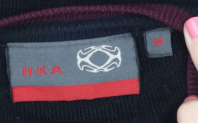 H.K.A Men's Black Knit Jumper, M, Crew Neck, Casual