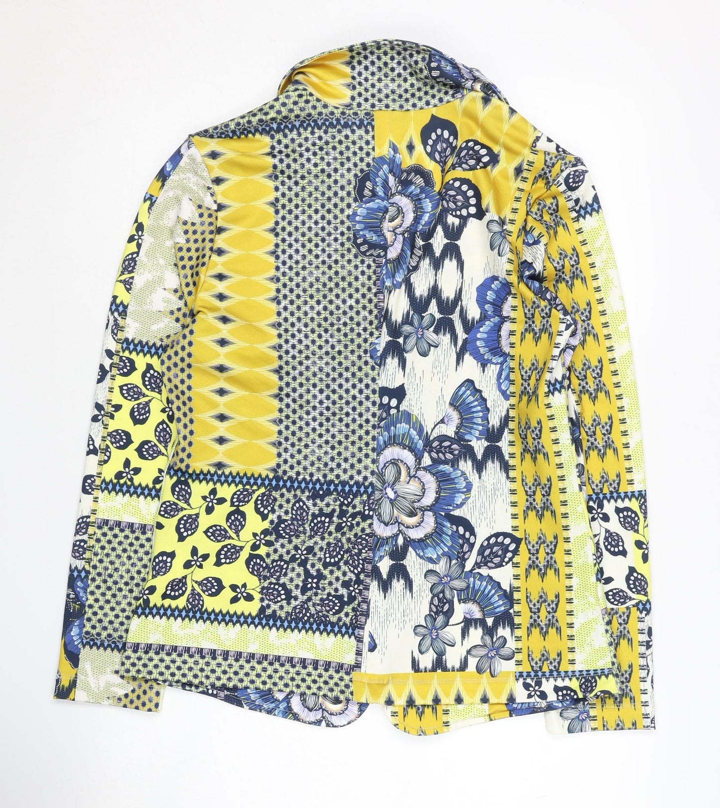 SANI BLU Women's Yellow & Blue Floral Patchwork Blazer, Size 10