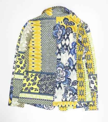 SANI BLU Women's Yellow & Blue Floral Patchwork Blazer, Size 10