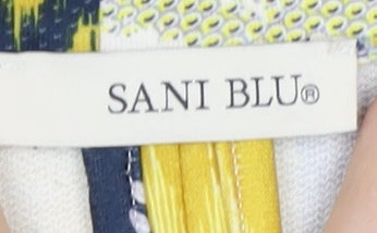 SANI BLU Women's Yellow & Blue Floral Patchwork Blazer, Size 10