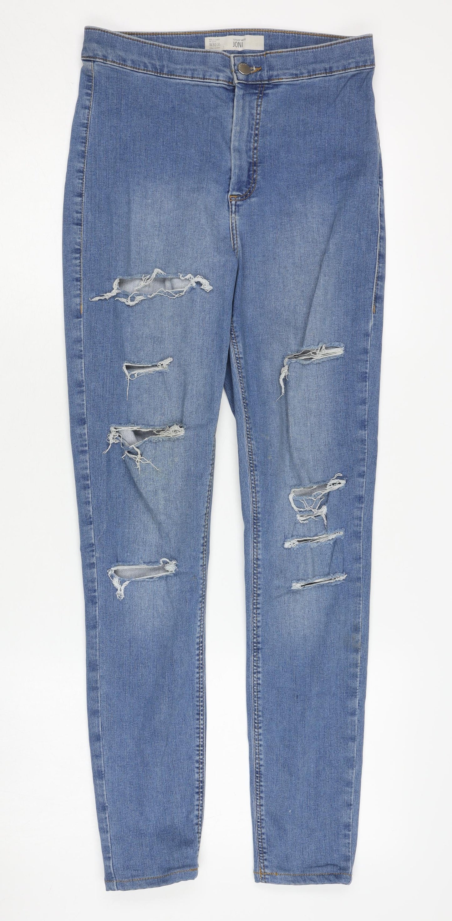 Topshop Women's Blue Skinny Distressed Jeans Size 30
