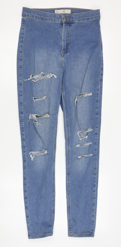 Topshop Women's Blue Skinny Distressed Jeans Size 30