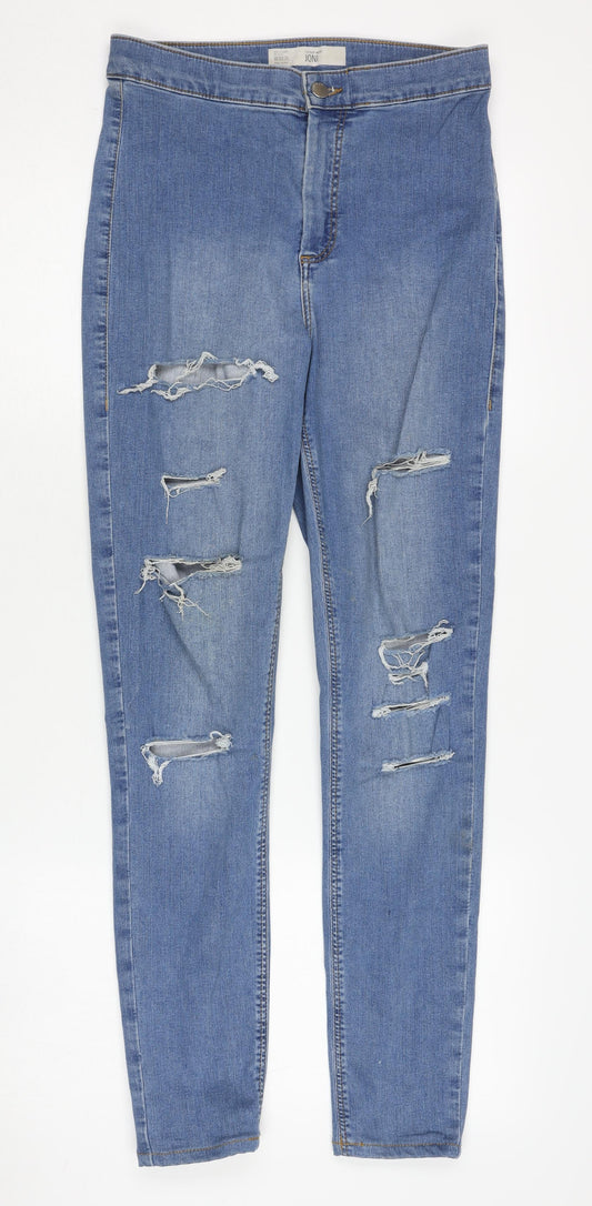 Topshop Women's Blue Skinny Distressed Jeans Size 30