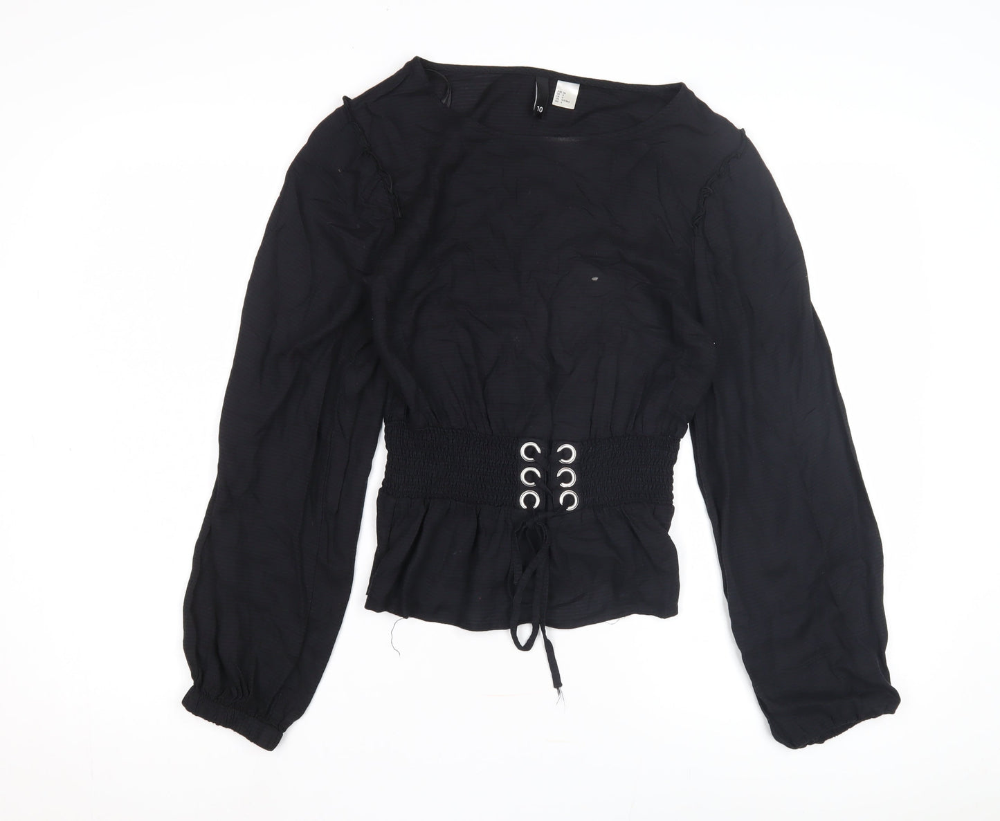 Womens UK Size 8 Divided Black Basic Blouse