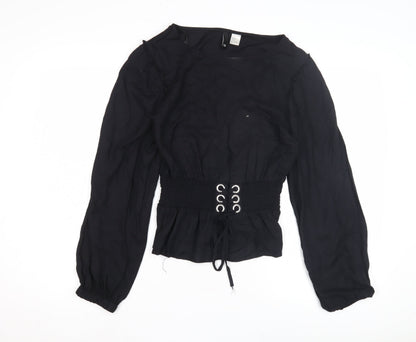 Womens UK Size 8 Divided Black Basic Blouse