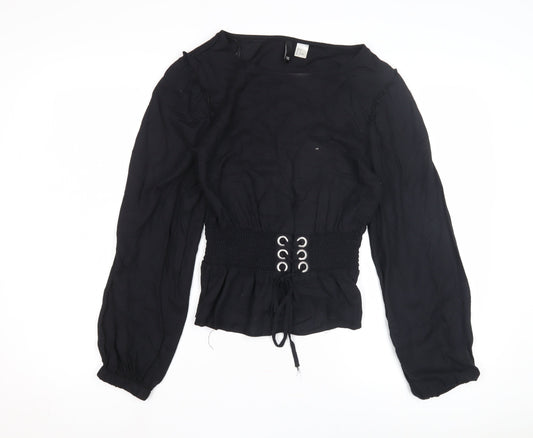 Womens UK Size 8 Divided Black Basic Blouse