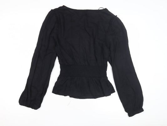 Womens UK Size 8 Divided Black Basic Blouse