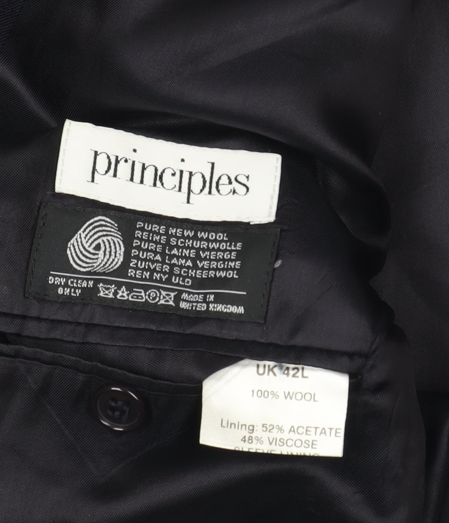 Principles Men's Blue Wool Blazer 42L Long Jacket